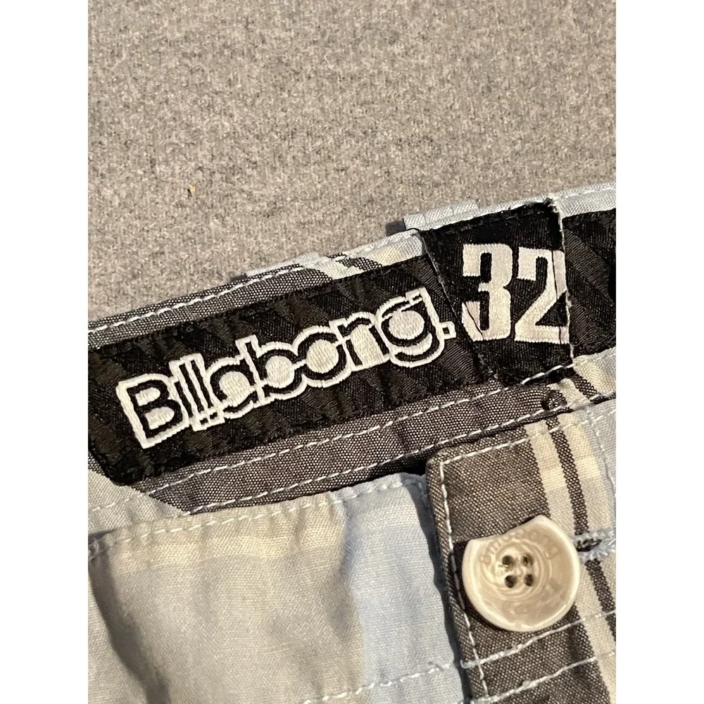 Billabong Men's Plaid Shorts Size‎ 32 Surf Skate Casual Gray Blue Check Shorts